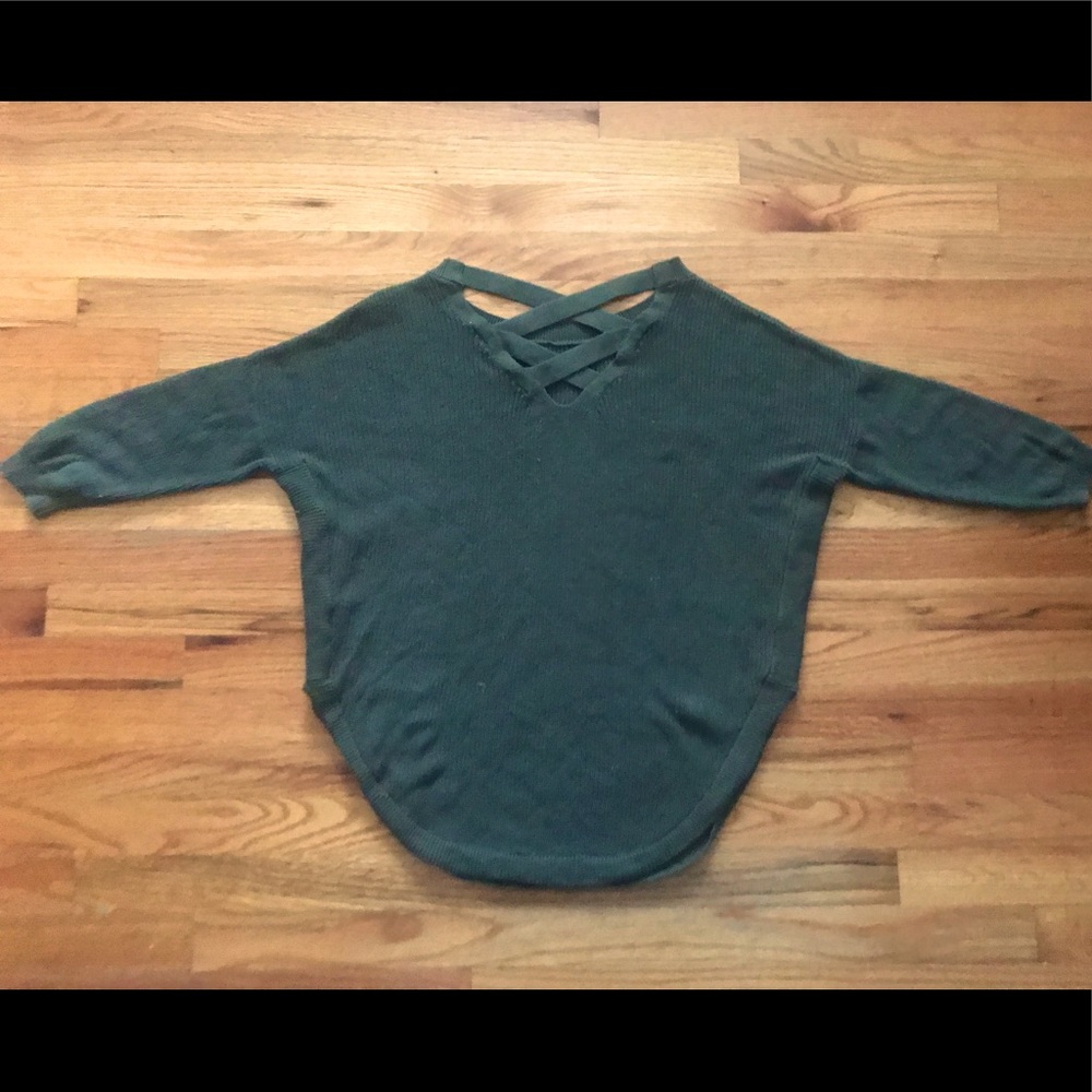 Women Green Pullover Sweater, Small